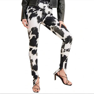 Anthropologie WeWoreWhat cow print stiletto slit Jeans 30